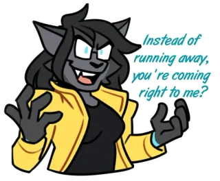 🔥 ca256360 Instead of running away, you're coming right to me? 拟人, 狼, 卡通, 对话 whatsapp sticker