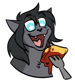 🍽 eb4a9802 猫, 披萨, 卡通, 吃, 毛茸茸, 拟人 whatsapp sticker