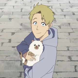 🔮 3bc79954 Anime, Postać, Pies, Słodkie, Mężczyzna, Blond telegram sticker