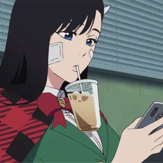 🔮 b6f4c188 Anime, Dziewczyna, Kawa, Telefon, Nastolatka telegram sticker