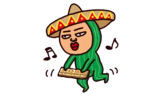 👗 4dc05a94 Dessin animé, Cactus, Sombrero, Musique, Instrument de musique, Mexicain, Danse telegram sticker