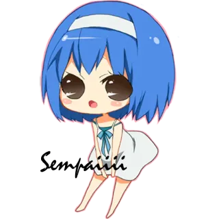 ☺️ 7f7e6448 Anime, Chibi, Cartone animato, Carino, Ragazza, Capelli blu telegram sticker