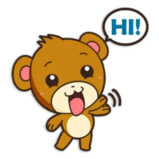 🙂 420b3295 HI! ours, salut, dessin animé, mignon, animal telegram sticker