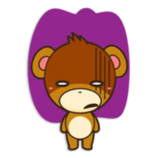 😑 571862ec singe, dessin animé, fatigué, animal, triste, contrarié telegram sticker