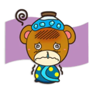 🤒 5f3ef0ae ours, malade, triste, dessin animé, animal, malade, grippe, contrarié telegram sticker