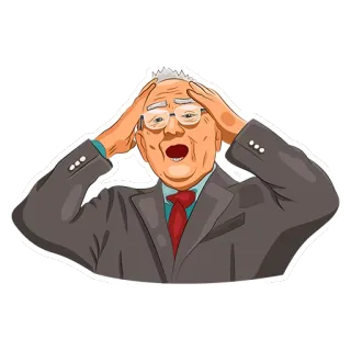 😳 99c6667e choque, surpresa, velho, estresse, empresário, desenho animado whatsapp sticker