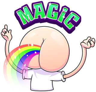 💫 6010d47c MAGIC Мультфильм, Радуга, Магия, Попа, Наклейка, Смешной, Шутка telegram sticker
