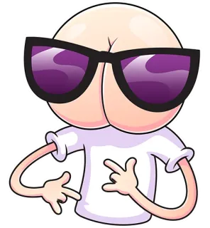 😎 75a546eb Мультик, Попа, Солнцезащитные очки, Персонаж, Жест, Оскорбительный telegram sticker