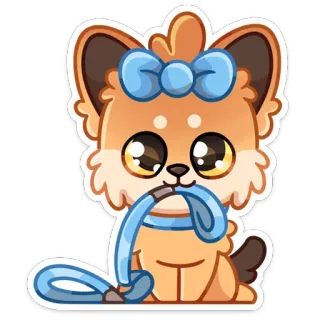 🥺 6b949e81 子犬, 犬, 動物, 漫画, 可愛い, ペット, リード, リボン telegram sticker