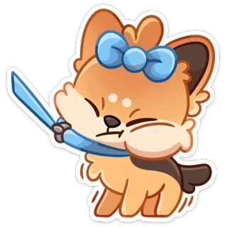 😡 9fac663e ステッカー, キツネ, 漫画, かわいい, ちび, 剣, 動物 telegram sticker