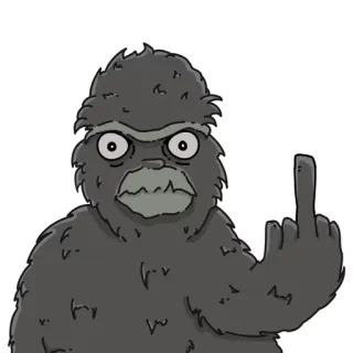😾 281f3a6f 猿, 大猩猩, 中指, 冒犯, 卡通, 手势 telegram sticker
