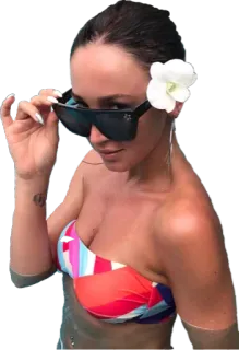 🌸 07bfc22c woman, sunglasses, flower, swimsuit, bikini, pool telegram sticker