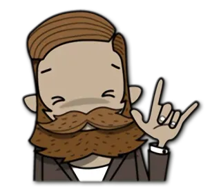 ✊ 4349b499 homem, barba, cabelo, gesto, chifres, rock telegram sticker