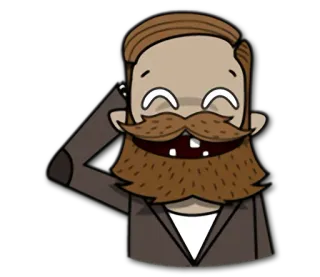 😅 65e4f4de homem, desenho animado, barba, bigode, feliz, personagem telegram sticker