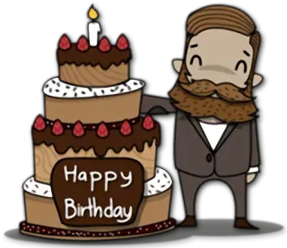 🎂 7a0a47a1 Happy Birthday aniversário, bolo, celebração, homem, desenho animado, feliz, ocasião telegram sticker