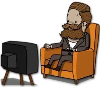 📺 b88ff882 homem, poltrona, televisão, desenho animado, sentado, assistindo TV telegram sticker