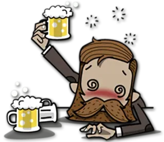 🍻 229dd907 เมา, เบียร์, แอลกอฮอล์, การ์ตูน, ผู้ชาย, มีเครา telegram sticker