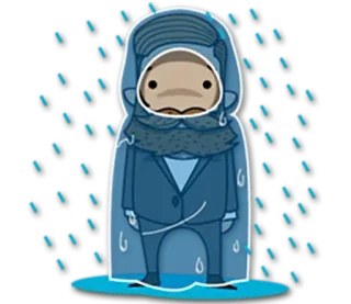 ☔ 26c62fb9 การ์ตูน, ฝน, หนวด, ผู้ชาย, สีน้ำเงิน telegram sticker