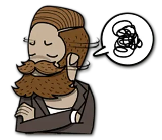 😏 38496f12 ผู้ชาย, กำลังคิด, เครา, สับสน, คำพูดในความคิด, ครุ่นคิด telegram sticker