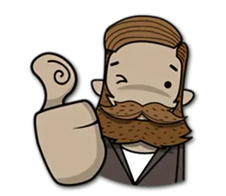 👍 4491ca53 ผู้ชาย, ฮิปสเตอร์, เครา, นิ้วโป้ง, ท่าทางหยาบคาย, การ์ตูน, ขยิบตา telegram sticker