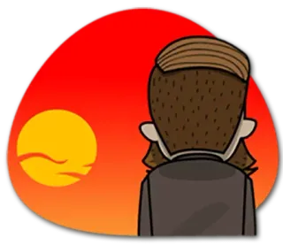 🌅 48e85225 พระอาทิตย์ตก, ผู้ชาย, การ์ตูน, ภาพเงา, คน, วิวหลัง telegram sticker