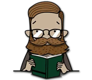 📖 7cfc1c36 การอ่าน, หนังสือ, ฮิปสเตอร์, หนวดเครา, แว่นตา, วรรณกรรม telegram sticker