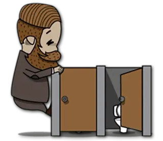 🚪 aabbe55e ห้องน้ำ, ผู้ชาย, เครา, ห้องน้ำ, คอก, การ์ตูน, ห้องน้ำ telegram sticker