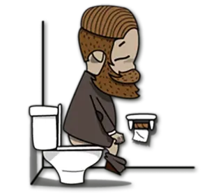 🚽 e2796c8b ห้องน้ำ, ห้องอาบน้ำ, นั่ง, การ์ตูน, ผู้ชาย, เครา, สูท telegram sticker