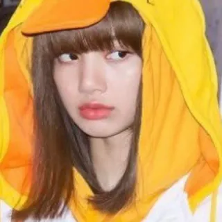 😒 612761a4 Lisa K-Pop, Lisa, Blackpink, singer, yellow hoodie, duck hoodie telegram sticker