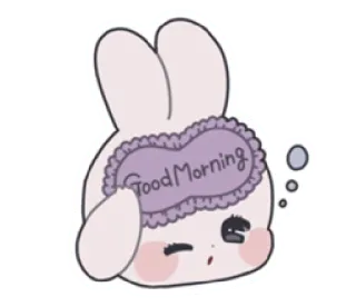 🎀 14dd5cef Good Morning coniglio, buongiorno, mascherina per dormire, carino, kawaii, assonnato telegram sticker