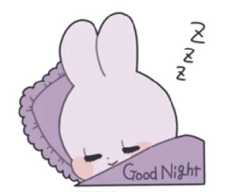 🎀 24036ff5 Good Night assonnato, coniglio, carino, buona notte, cartone animato, animale, dormire telegram sticker