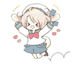 🌬 535da8b7 귀여운, 귀엽다, 치비, 애니, 행복, 점프 telegram sticker