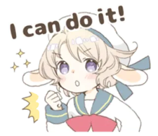 🌬 7f000554 I can do it! 귀여운, 애니메이션, 동기부여, 결의, 토끼 telegram sticker