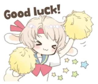🌬 922e09e8 Good luck! 치어리딩, 애니메이션, 토끼, 행운, 응원, 귀여운 telegram sticker
