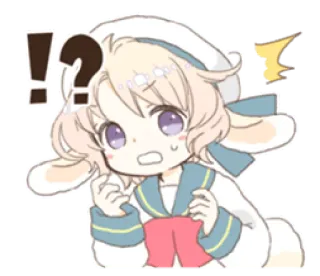 🌬 f64a35ba 애니메이션, 치비, 질문, 느낌표, 토끼 telegram sticker