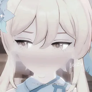 🧊 6f085167 What are you thinking comrade? gadis anime, video game, kawan, pertanyaan, rambut pirang, game whatsapp sticker