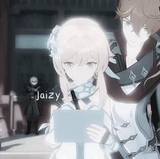 🧊 99d3f064 Jaizy genshin impact, anime, video game, lumine, tartaglia, fan art whatsapp sticker