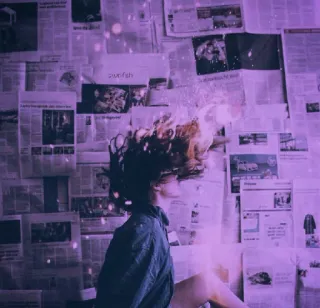 ✨ 485366bb Frau, Zeitung, Lila, Haare, Porträt, Ästhetisch telegram sticker