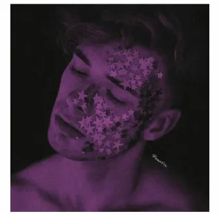 ⭐️ 687aa1dc Mann, Sterne, Porträt, Gesicht, Lila, Glitzer telegram sticker