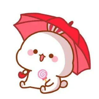 🍼 61b4e304 かわいい, 動物, ウサギ, 傘, キャンディ telegram sticker