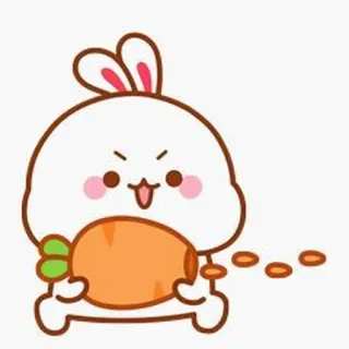 🍼 7d114e5b かわいい, ウサギ, ニンジン, カワイイ, 動物 telegram sticker