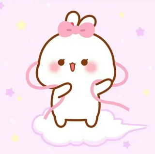 🍼 ca207e30 かわいい, ウサギ, 雲, カワイイ, うさぎ, ピンク telegram sticker