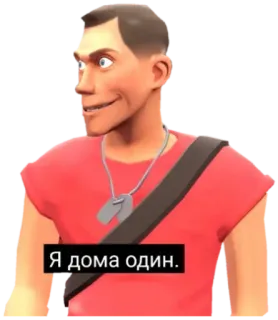😏 f1c76022 Scout Team Fortress 2 Я дома один. scout, team fortress 2, video game, character, meme, funny telegram sticker