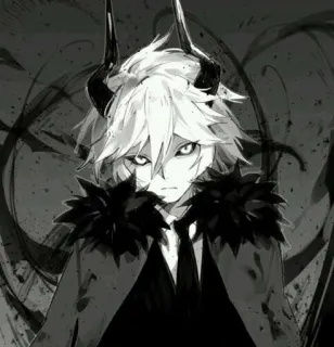 👿 643355dc Anime, Demonio, Gótico, Oscuro, Cuernos, Pelo Blanco, Estilo Anime telegram sticker