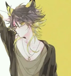 😒 a92a47f9 anime, gafas, orejas, chico, pelo, amarillo telegram sticker