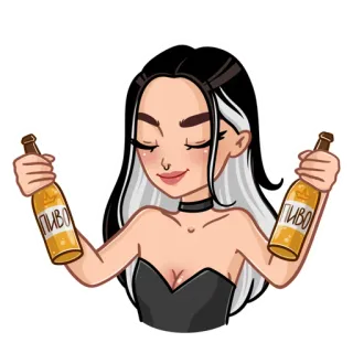 😌 03340ffb ПИВО cerveja, bebida, mulher, desenho animado telegram sticker