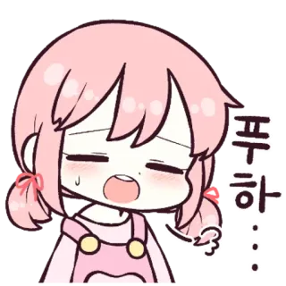 🗯 63d2015b ㅜㅜ하... Kreskówka, Naklejka, Płacz, Smutny, Dziewczyna, Anime telegram sticker