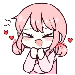 🗯 7daf2e39 słodkie, kawaii, anime, kreskówka, postać, podekscytowany, serca telegram sticker