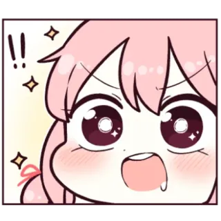 🗯 96295dfe !! Anime, Urocze, Różowy, Kreskówka, Wykrzyknik, Wyraz, Manga telegram sticker