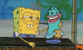 😏 38681dd1 Spongebob Spongebob Squarepants Spongebob, desenho animado, Nickelodeon, hambúrguer, amigo, engraçado telegram sticker